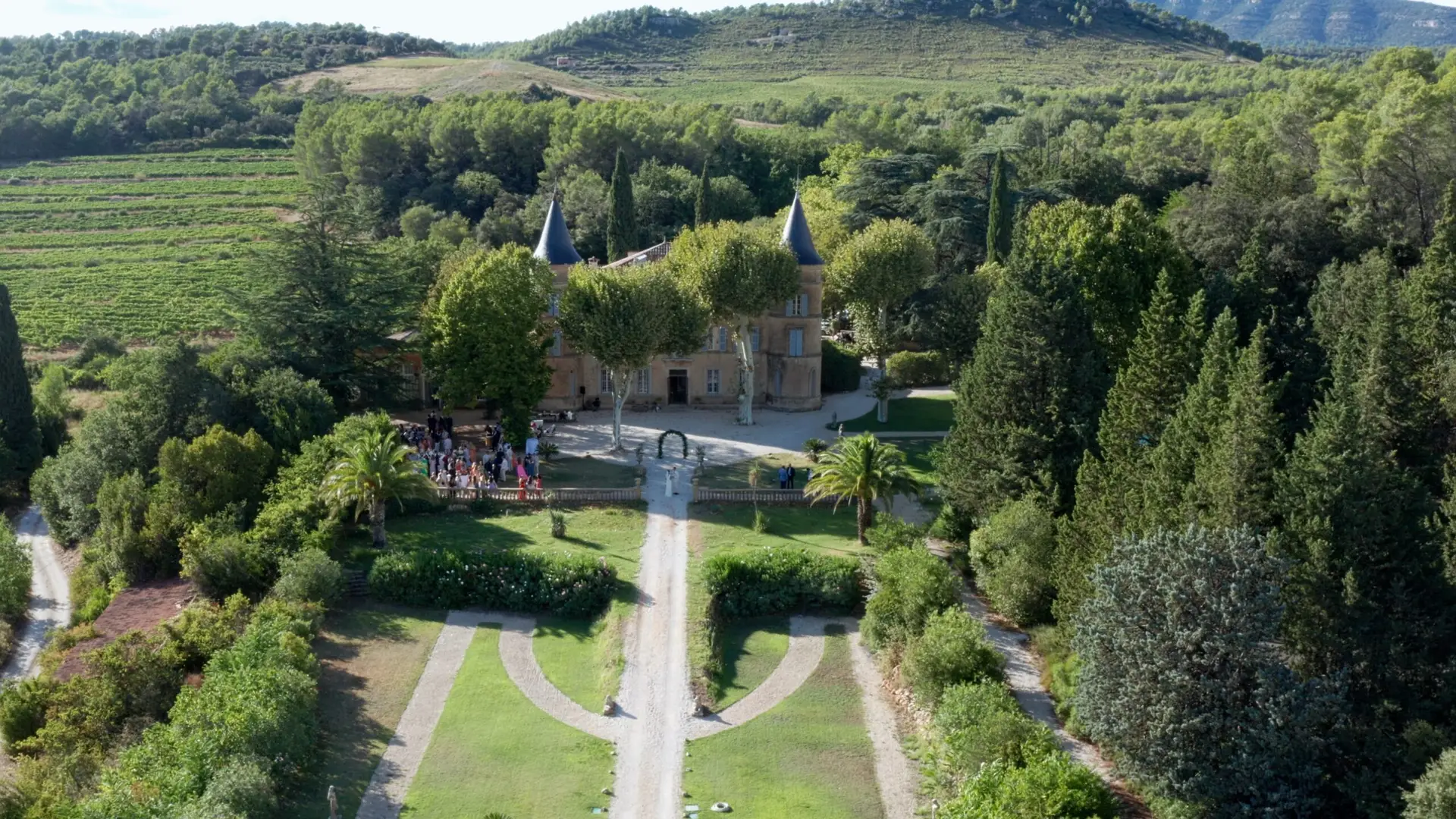 Château Robernier photographed during a drone service